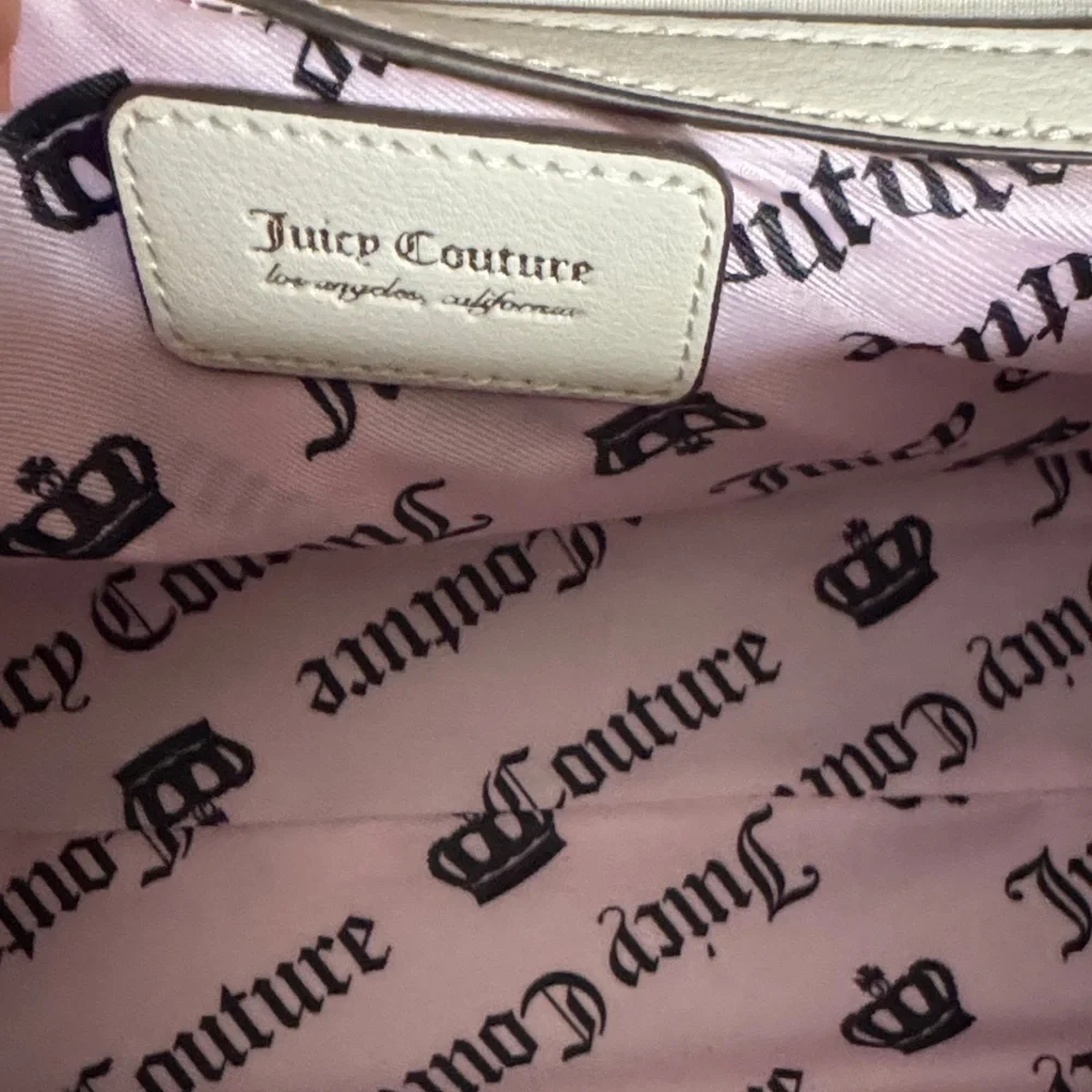 Juicy Couture Exclusive Beige Satchel with Red Heart and Bear Charm